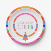 Weihnachts-Cheer farbenfrohe Baumpapierplatte Pappteller (Vorderseite)