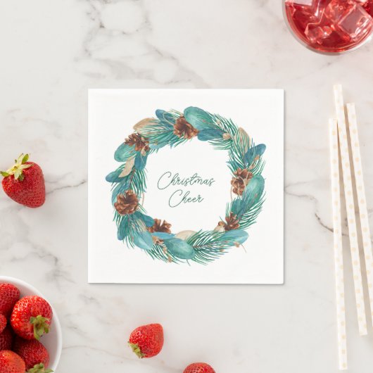 Weihnachts-Cheer Turquoise Wreath Serviette (Beispiel)