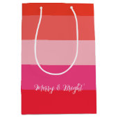 Weihnachts Chef Red Stripes Urlaub Mittlere Geschenktüte (Vorderseite)