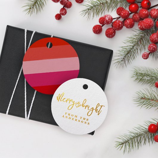 Weihnachts-Chef Rote Streifen Holiday Foil Geschenkanhänger