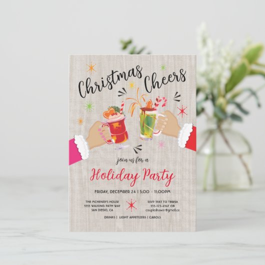 Weihnachts-Chef Toast Holiday Cocktail Party Einladung (Stehend Vorderseite)