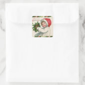 Weihnachts-Chef Vintag Holly Girl Holiday Quadratischer Aufkleber (Tasche)