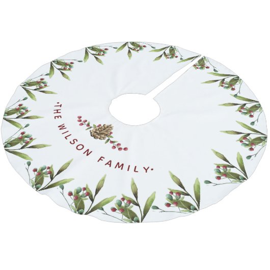 Weihnachts-Cherry Holiday Wasserfarbe Polyester Weihnachtsbaumdecke (Schrägansicht)