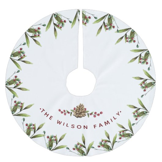 Weihnachts-Cherry Holiday Wasserfarbe Polyester Weihnachtsbaumdecke (Vorderseite)