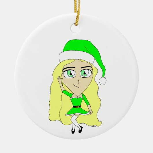 Weihnachts-Chibi Keramik Ornament (Vorne)