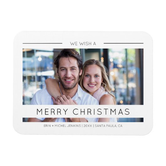 Weihnachts-Chic Moderne Typografie Custom Foto Magnet (Horizontal)