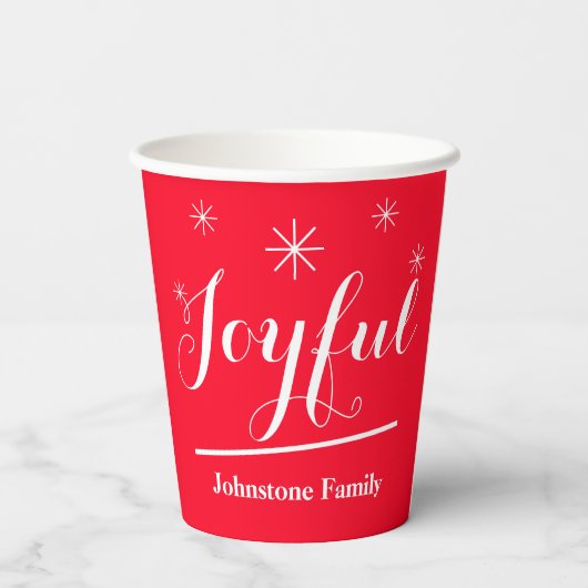 Weihnachts-Chic-Script Joyful Name Stilvoll Cool R Pappbecher (Rückseite)