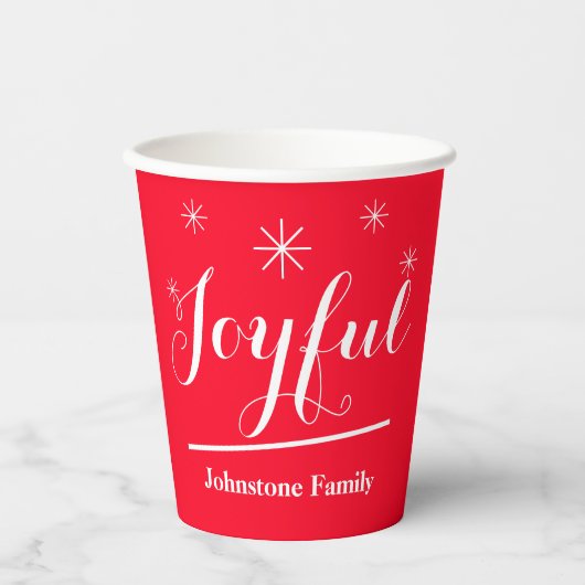 Weihnachts-Chic-Script Joyful Name Stilvoll Cool R Pappbecher (Vorderseite)