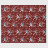 Weihnachts-Chickade mit Berries und Schneeflocken Geschenkpapier (Flach)