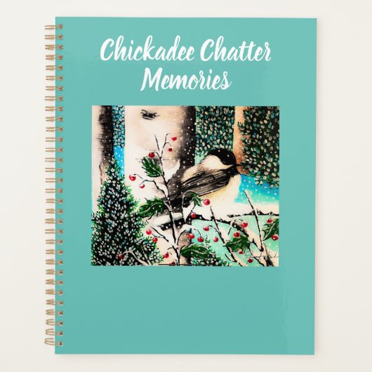 Weihnachts-Chickadee-Chat Notepad Planer (Vorderseite)