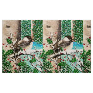 Weihnachts-Chickadee Chatter Fabric 5 Stoff