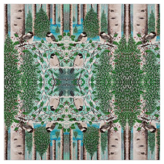 Weihnachts-Chickadee Chatter Fabric 6 Stoff (Muster)