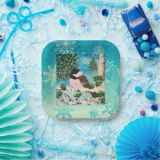 Weihnachts-Chickadee Chatter Plate Pappteller (Party)