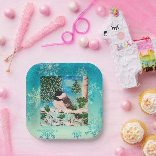 Weihnachts-Chickadee Chatter Plate Pappteller (Party)