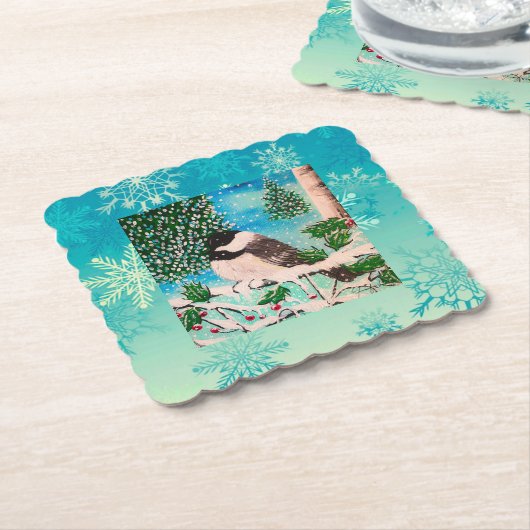 Weihnachts-Chickadee Chatter Plate Untersetzer (angewinkelt)