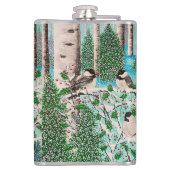 Weihnachts Chickadee Chatter Wasserflasche Flachmann (Rückseite)
