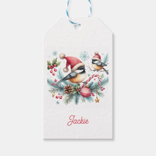 Weihnachts-Chickadee Geschenkanhänger (Vorderseite)