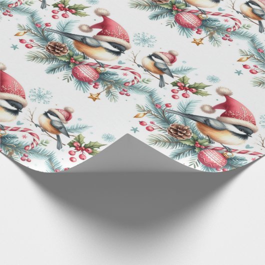 Weihnachts-Chickadee Geschenkpapier (Ecke)