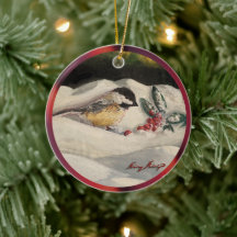 Weihnachts-Chickadee mit Mistletoe & Winterschnee