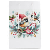 Weihnachts-Chickadee Mittlere Geschenktüte (Rückseite)