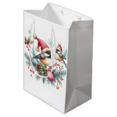 Weihnachts-Chickadee Mittlere Geschenktüte (Rückseite Schrägansicht)