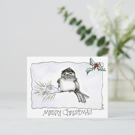 Weihnachts-Chickadee Postkarte (Stehend Vorderseite)