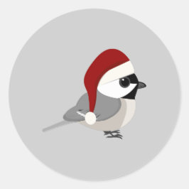 Weihnachts-Chickadee Runder Aufkleber