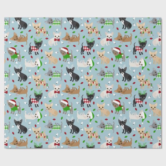 Weihnachts Chihuahua Alle Coats Geschenkpapier (Flach)