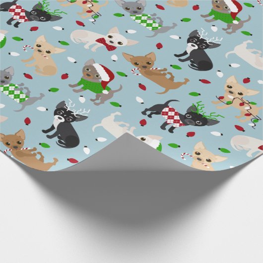 Weihnachts Chihuahua Alle Coats Geschenkpapier (Ecke)