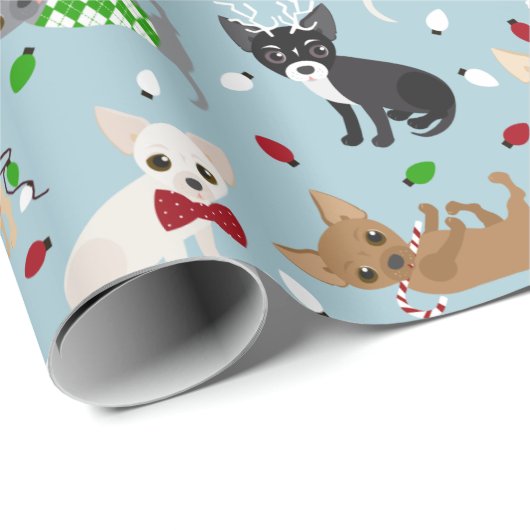 Weihnachts Chihuahua Alle Coats Geschenkpapier (Rolleneckpunkt)