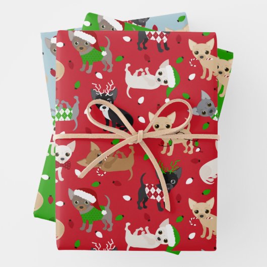 Weihnachts Chihuahua Alle Coats Geschenkpapier Set (Beispiel)