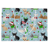 Weihnachts Chihuahua Alle Coats Große Geschenktüte (Rückseite)