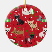 Weihnachts Chihuahua Alle Coats Keramik Ornament (Hinten)