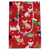 Weihnachts Chihuahua Alle Coats Mittlere Geschenktüte (Rückseite)