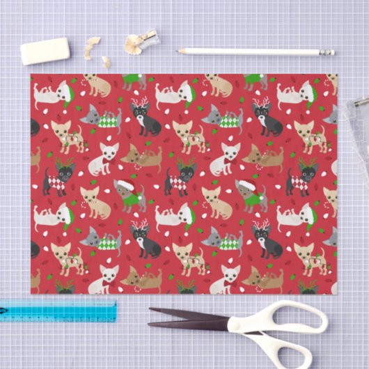 Weihnachts Chihuahua Alle Coats Seidenpapier (Handwerk)