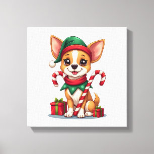 Weihnachts Chihuahua Freude Leinwanddruck