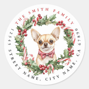 Weihnachts-Chihuahua-Hunde-Rundkleber Runder Aufkleber