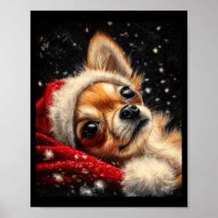 Weihnachts-Chihuahua mit langem Ärmel Poster