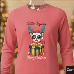Weihnachts-Chihuahua-Rentier-Schal-Geschenk-Grafik Tri-Blend Shirt