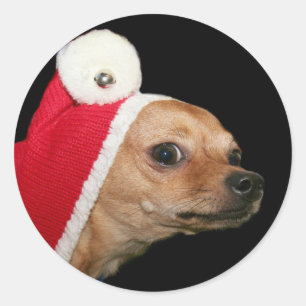 Weihnachts-Chihuahua-Sticker Runder Aufkleber