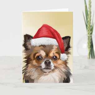 Weihnachts-Chihuahua-Welpe mit Weihnachtsmannmütze Karte