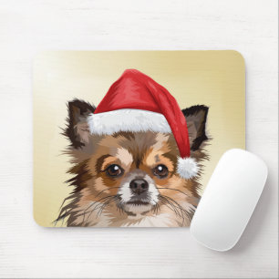 Weihnachts-Chihuahua-Welpe mit Weihnachtsmannmütze Mousepad