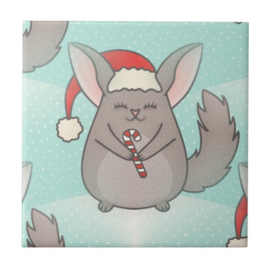 Weihnachts-Chinchillas Fliese (Vorderseite)