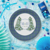 Weihnachts Chinoiserie Chic Monogram Polterabend Pappteller (Party)