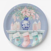 Weihnachts Chinoiserie Feuerplatz Teller (Vorderseite)