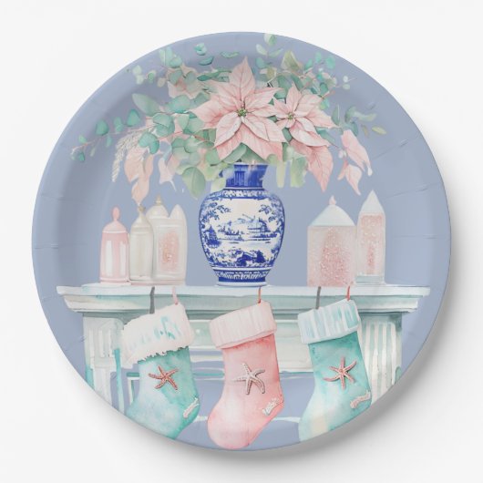 Weihnachts Chinoiserie Feuerplatz Teller (Vorderseite)