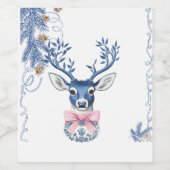 Weihnachts-Chinoiserie-Hirsch Weinetikett (Einzelnes Label)
