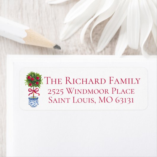 Weihnachts Chinoiserie Topiary Rücksendeadresse (Insitu)