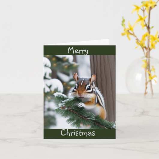 Weihnachts-Chipmunk Karte (Gelbe Blume)