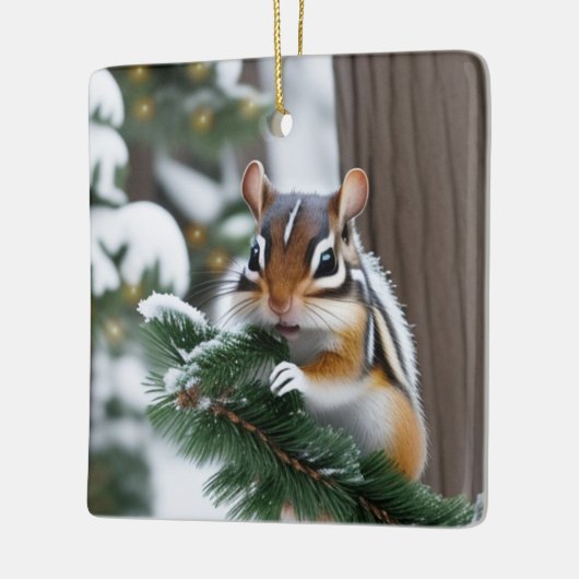 Weihnachts-Chipmunk Keramikornament (Links)